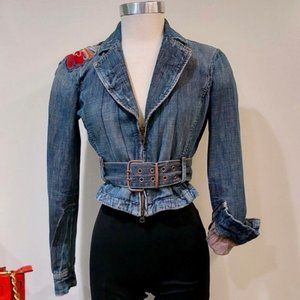 💥KILLER DESIGN💥Vintage 70s Hand-Sanded Embroidered Denim Jacket